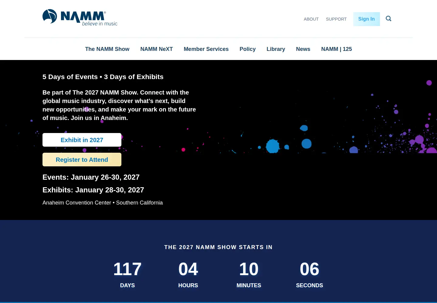 Screenshot of namm.org