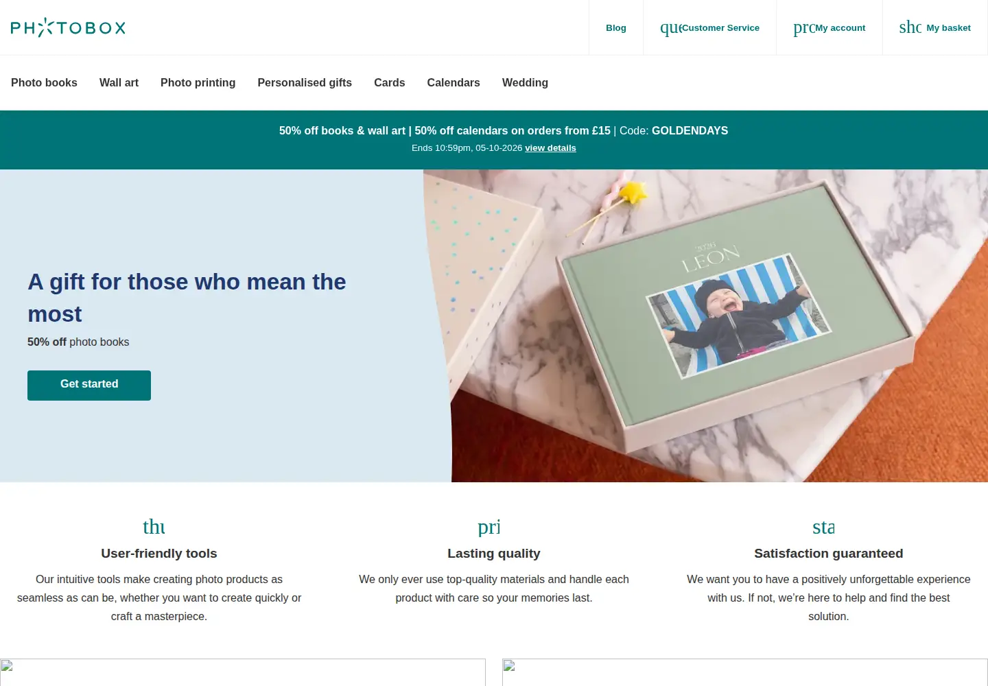 Screenshot of photobox.co.uk