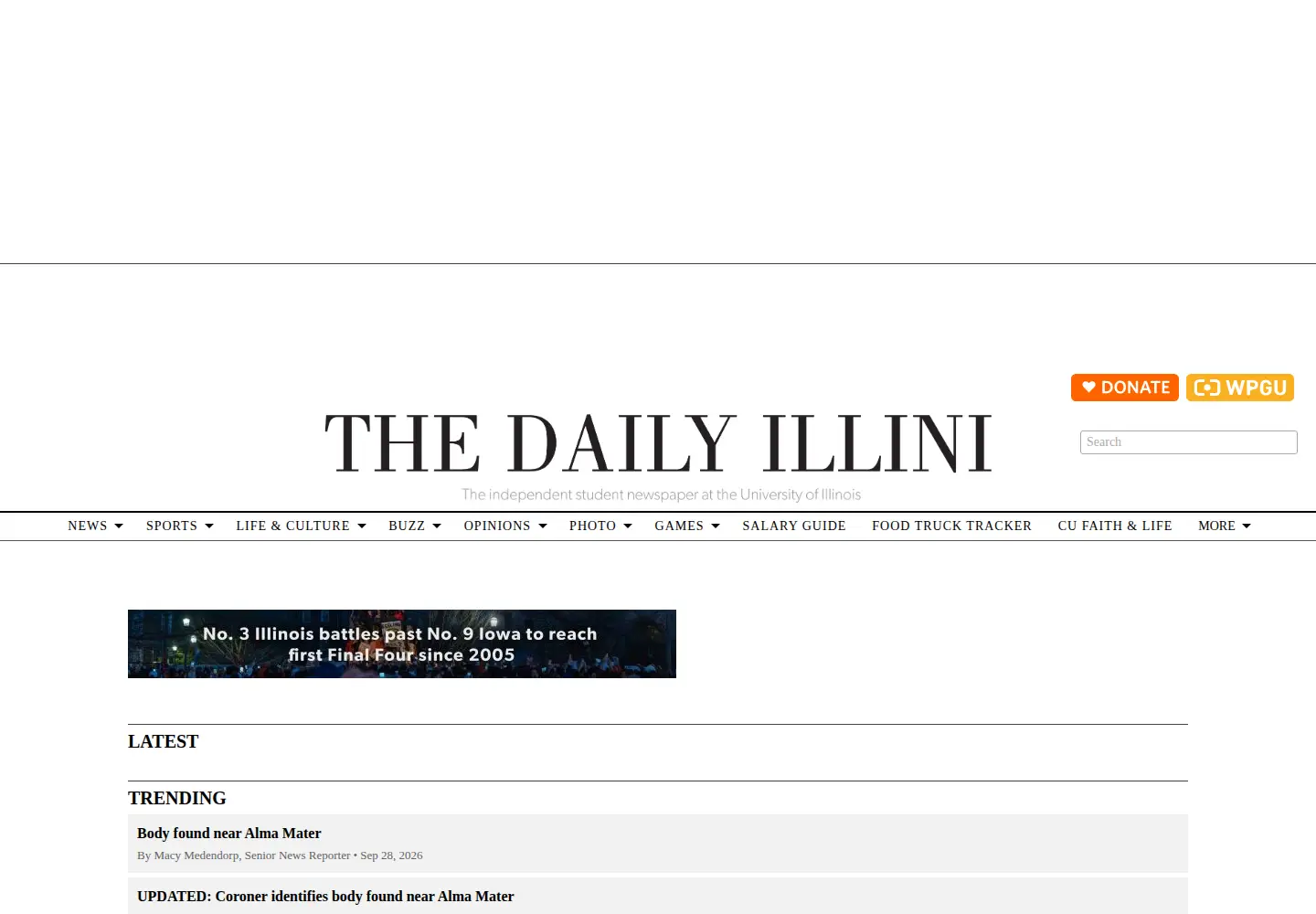 Screenshot of dailyillini.com