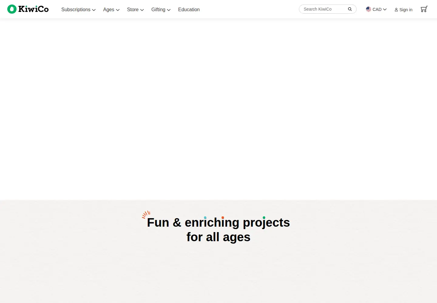 Captured homepage of kiwico.com in the current scan