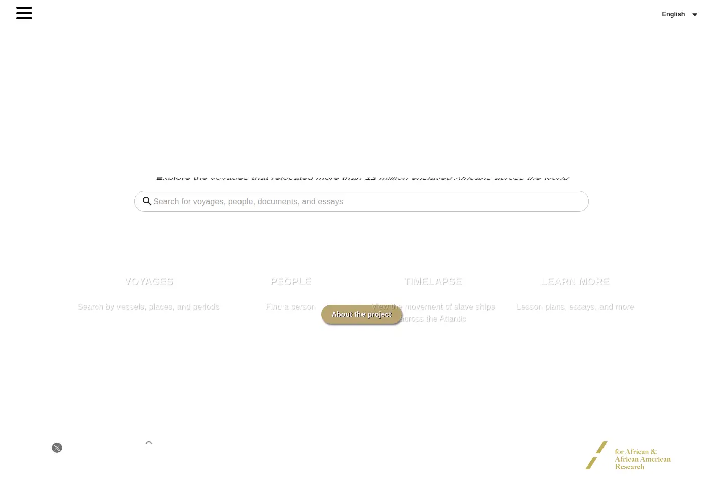 Screenshot of slavevoyages.org