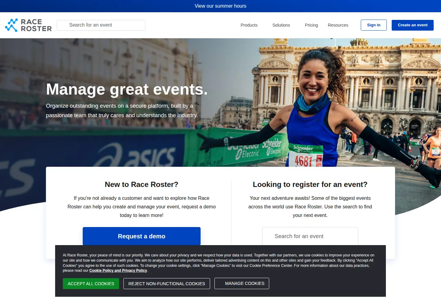 Screenshot of raceroster.com