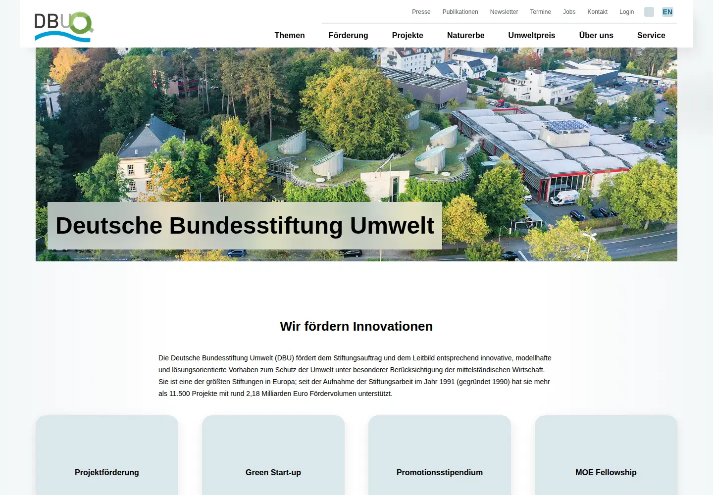 Screenshot of dbu.de
