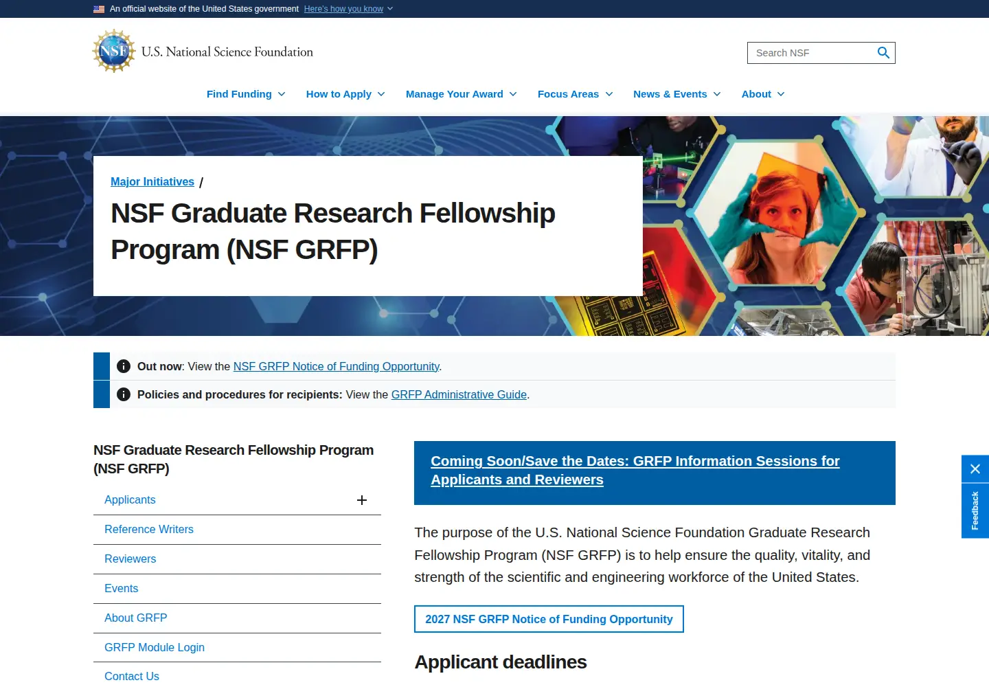 Screenshot of nsfgrfp.org