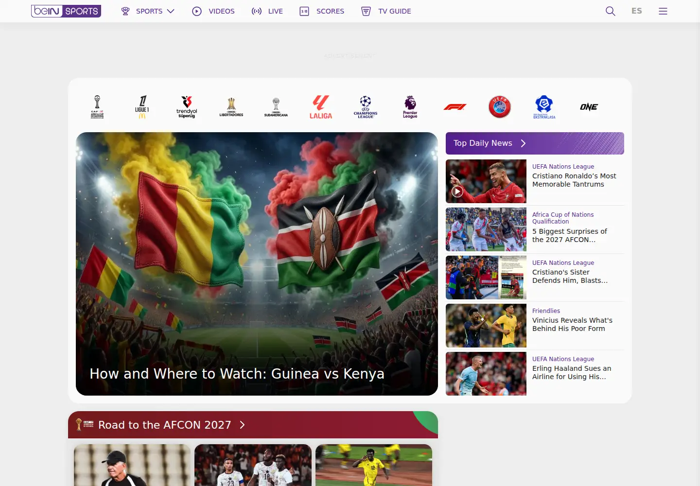 Screenshot of beinsports.com
