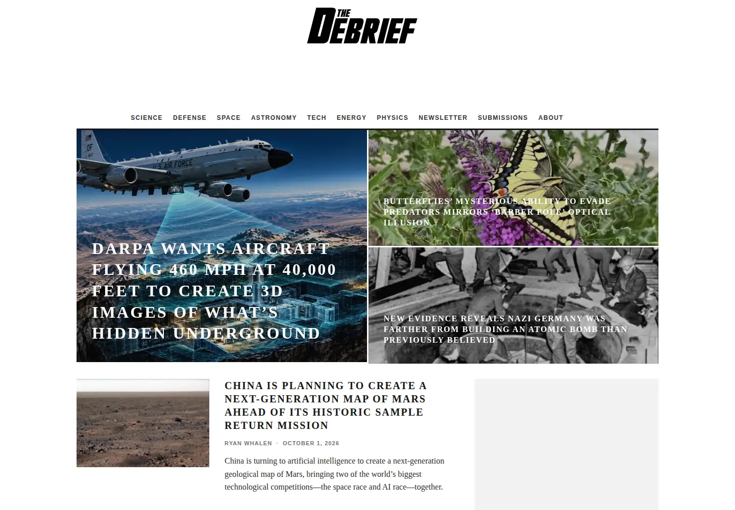 Screenshot of thedebrief.org