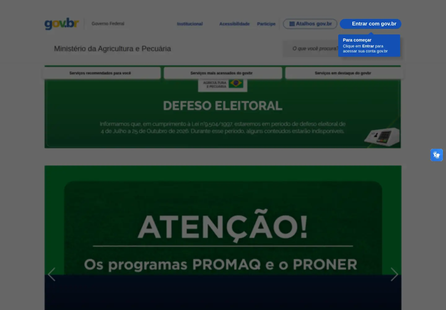 Screenshot of agricultura.gov.br
