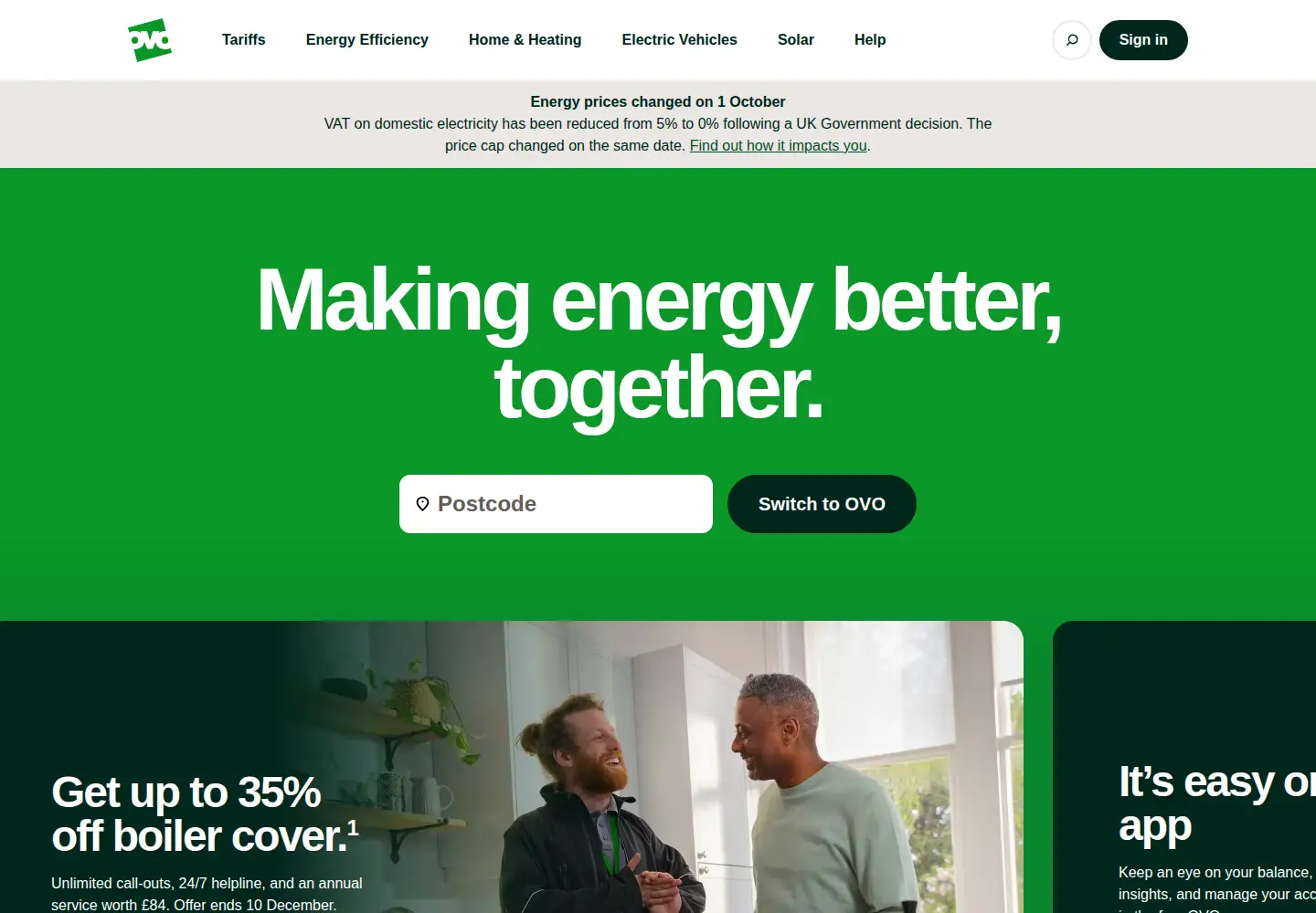 Screenshot of ovoenergy.com