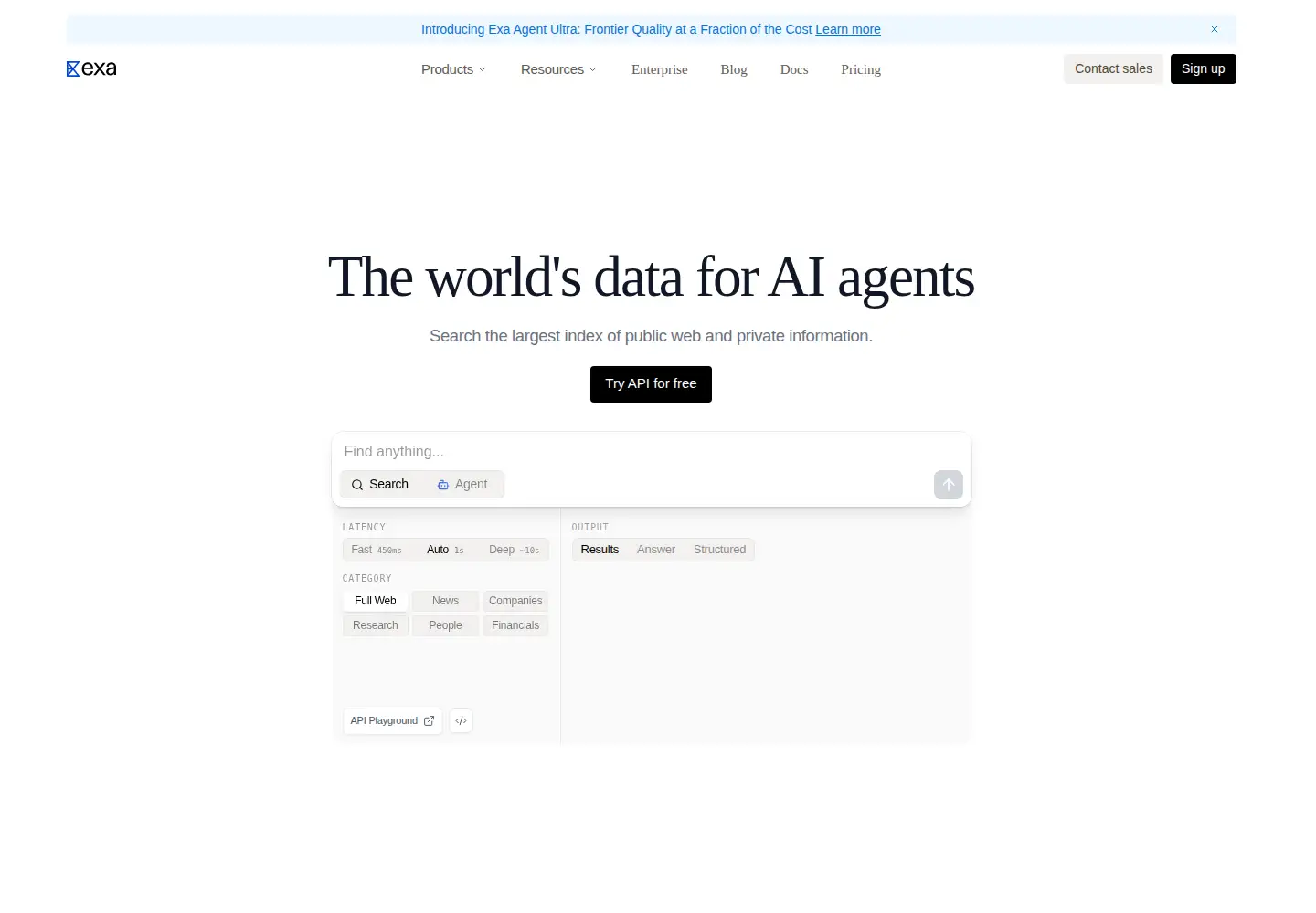 Screenshot of exa.ai