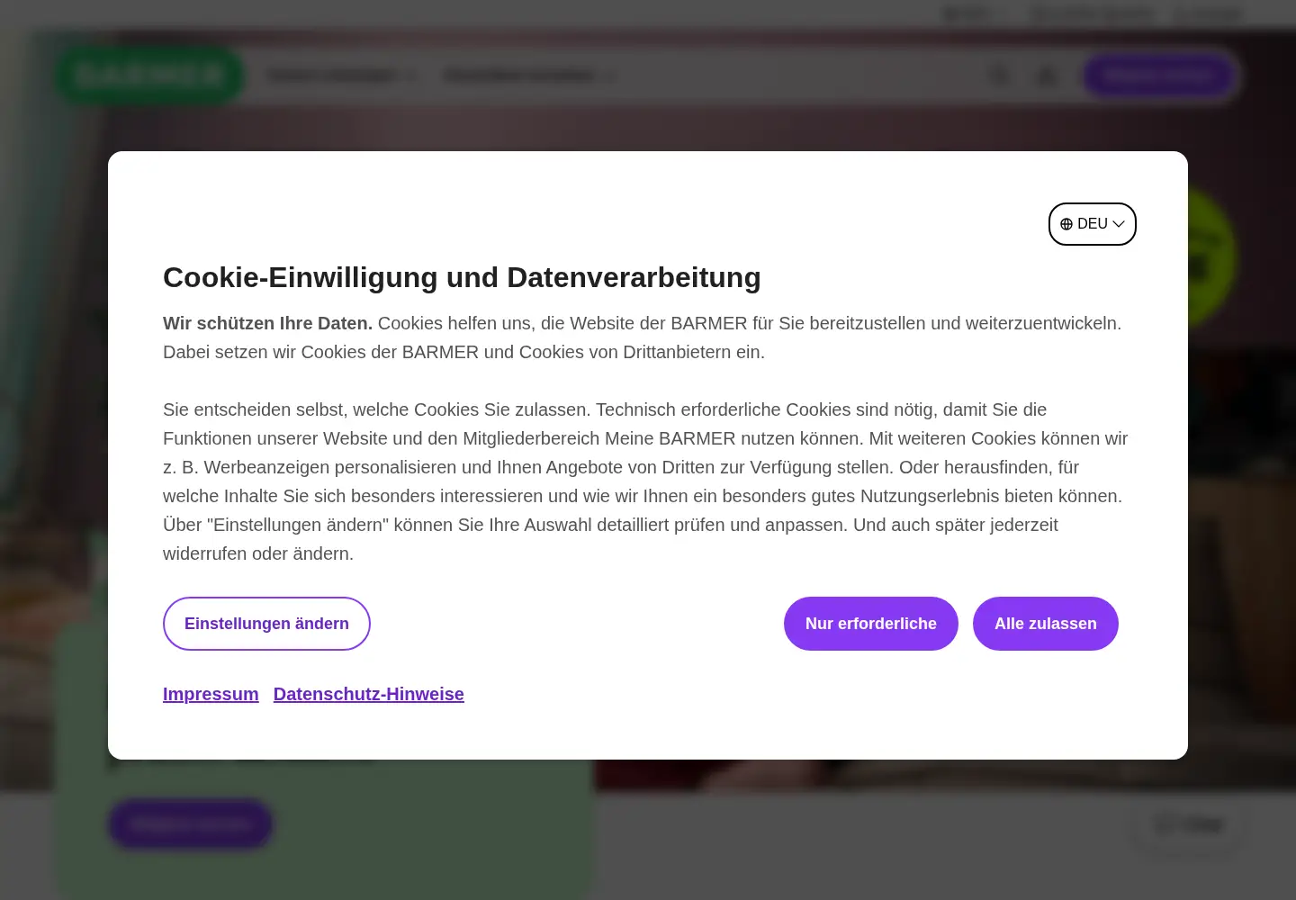 Screenshot of barmer.de