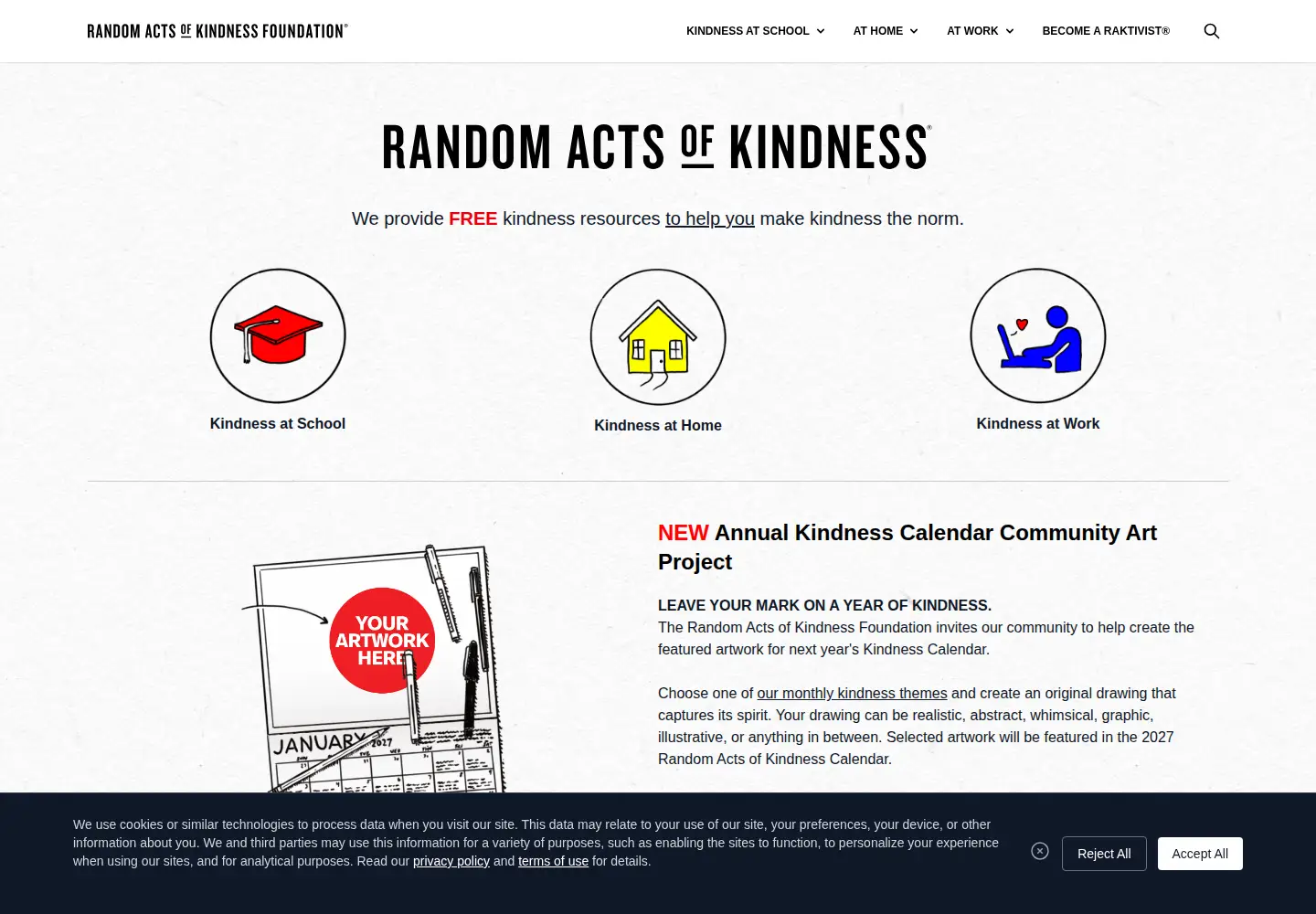 Screenshot of randomactsofkindness.org