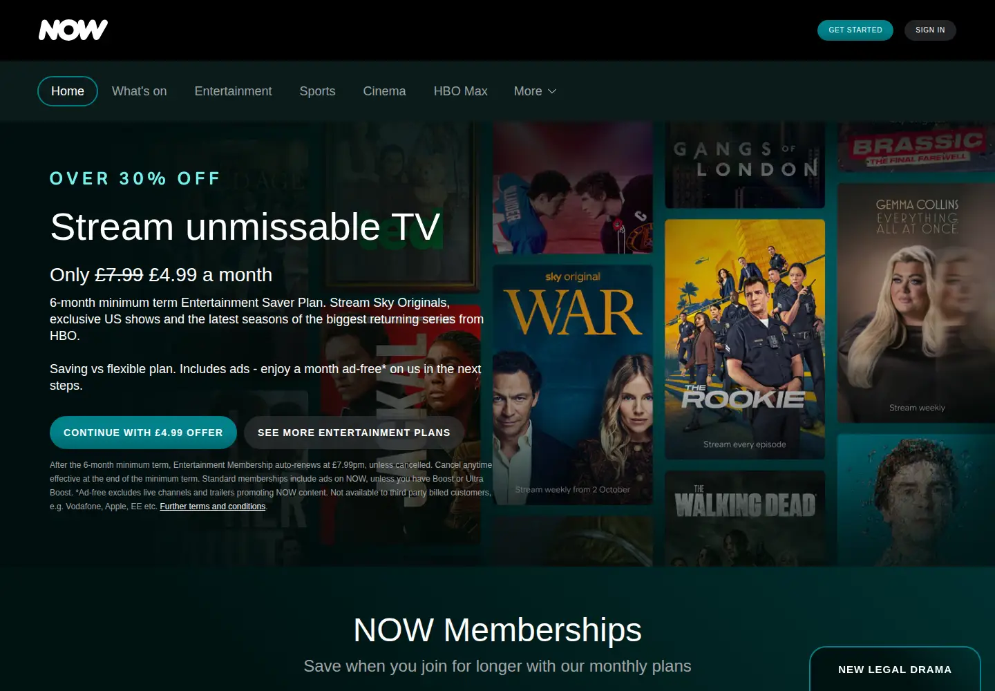 Screenshot of nowtv.com