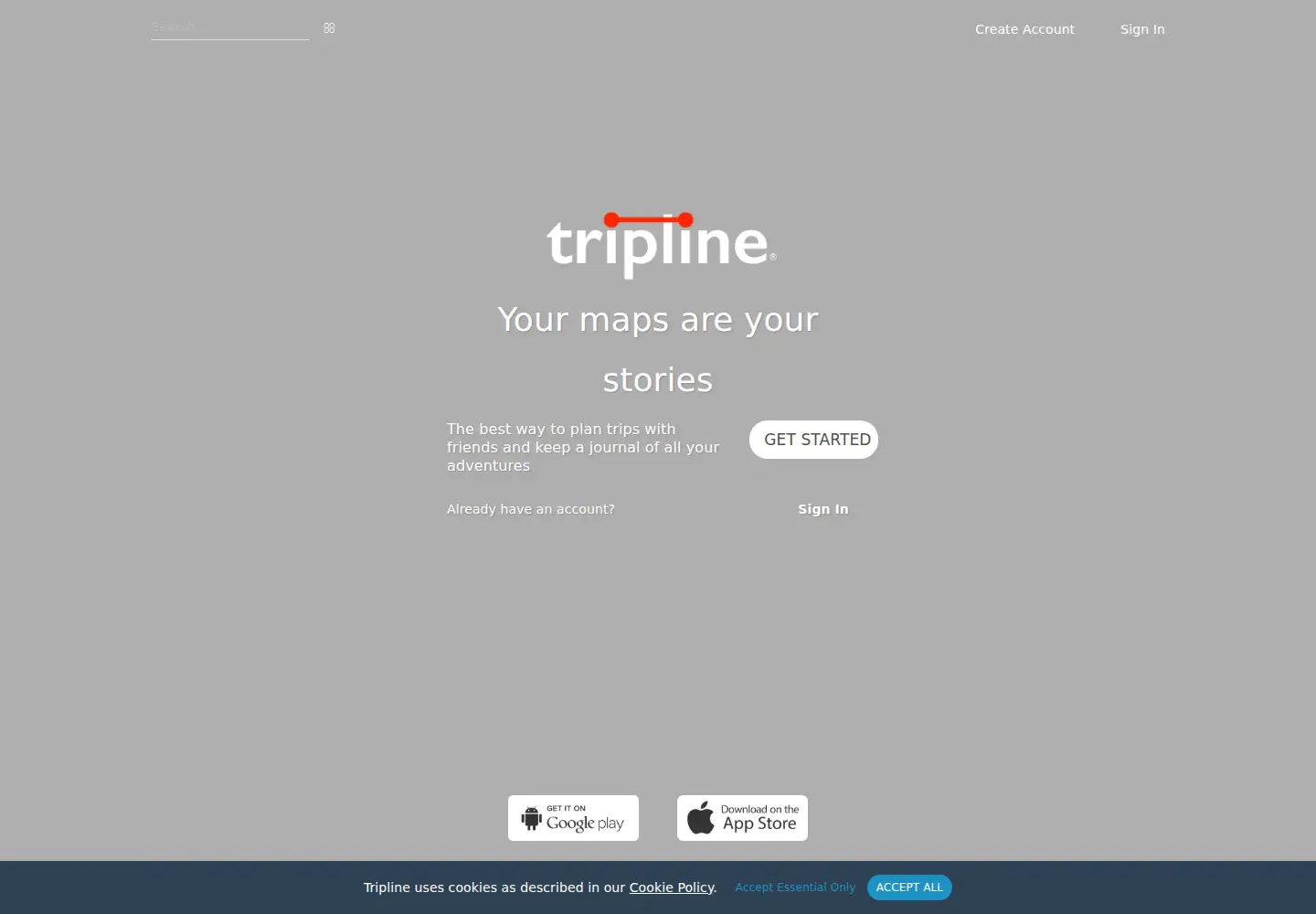 Screenshot of tripline.net