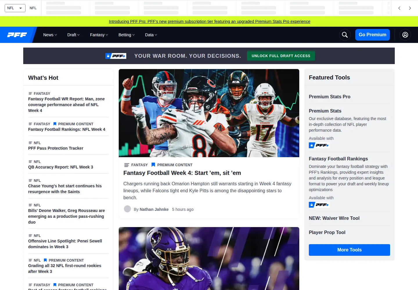 Captured homepage of pff.com in the current scan