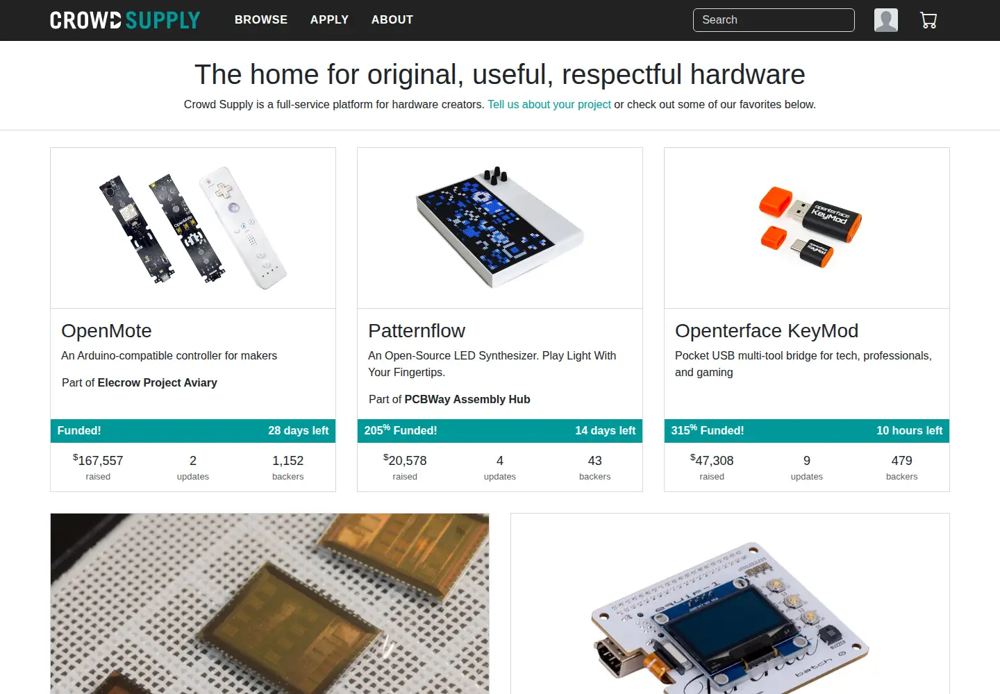 Screenshot of crowdsupply.com