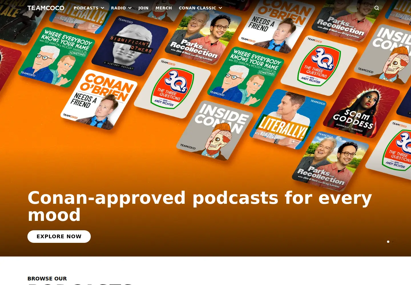 Screenshot of teamcoco.com