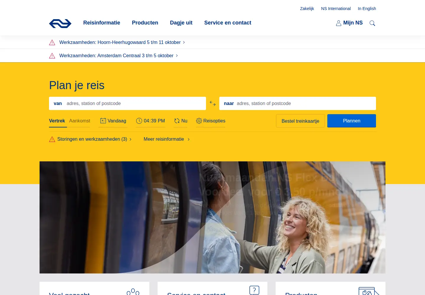 Screenshot of ns.nl