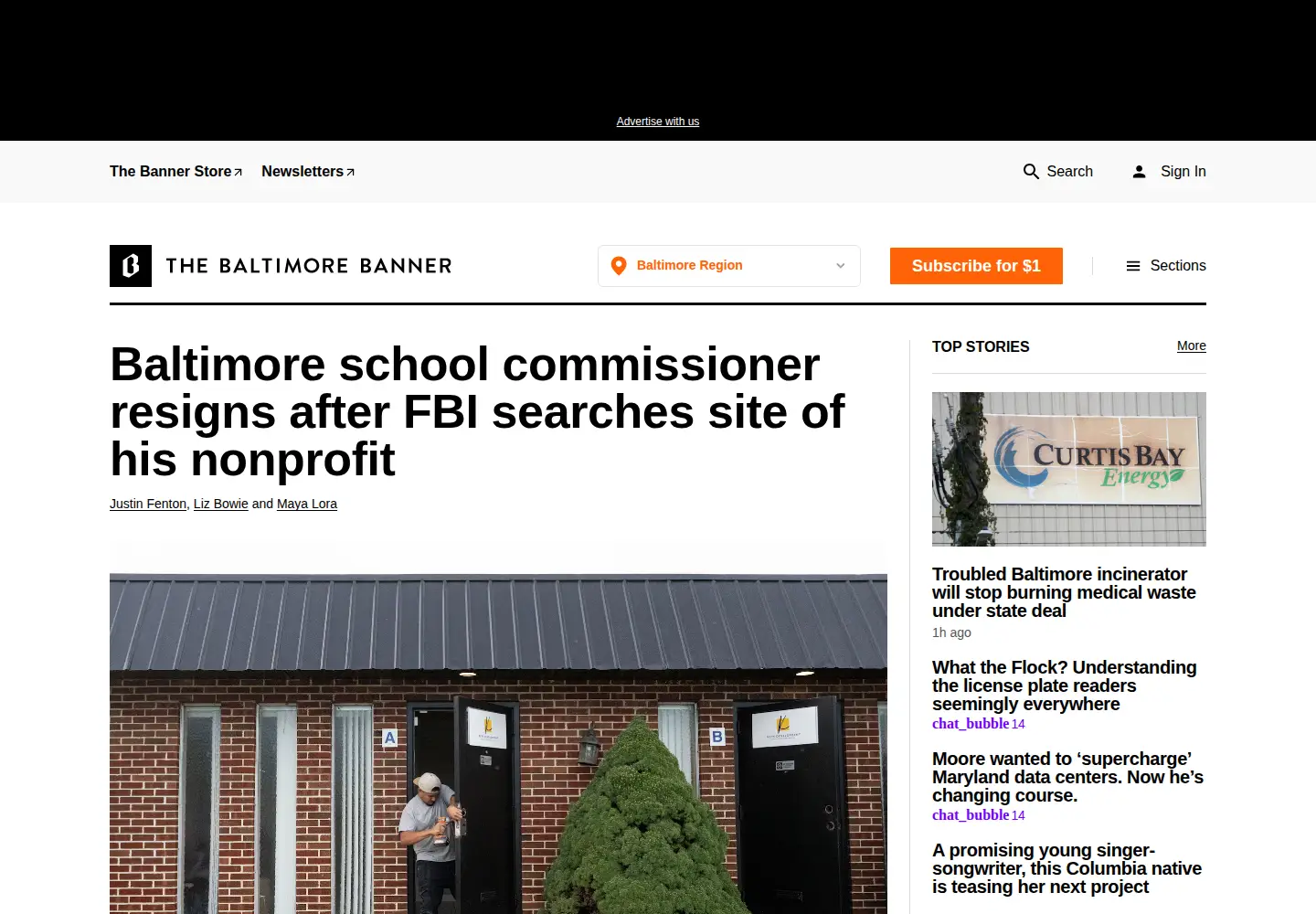 Screenshot of thebaltimorebanner.com