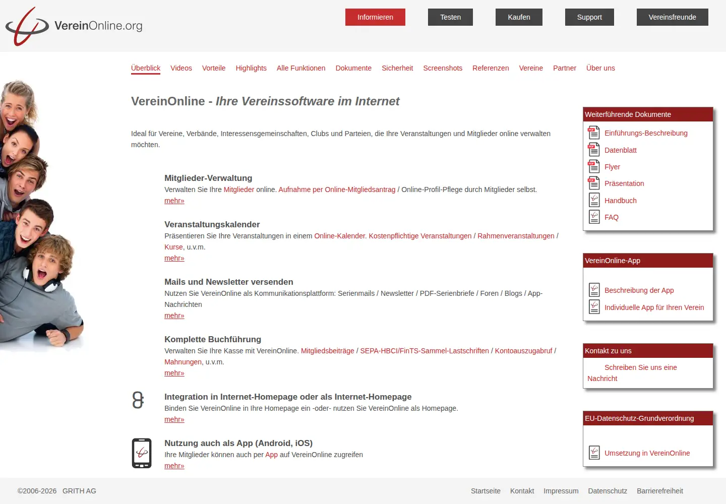 Screenshot of vereinonline.org
