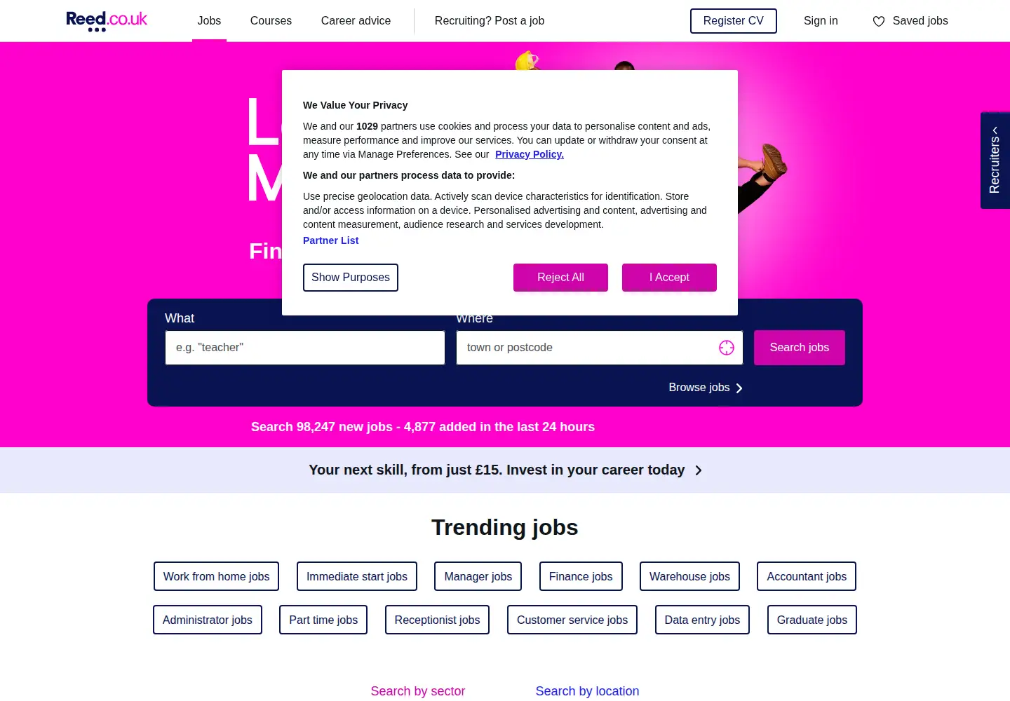 Screenshot of reed.co.uk