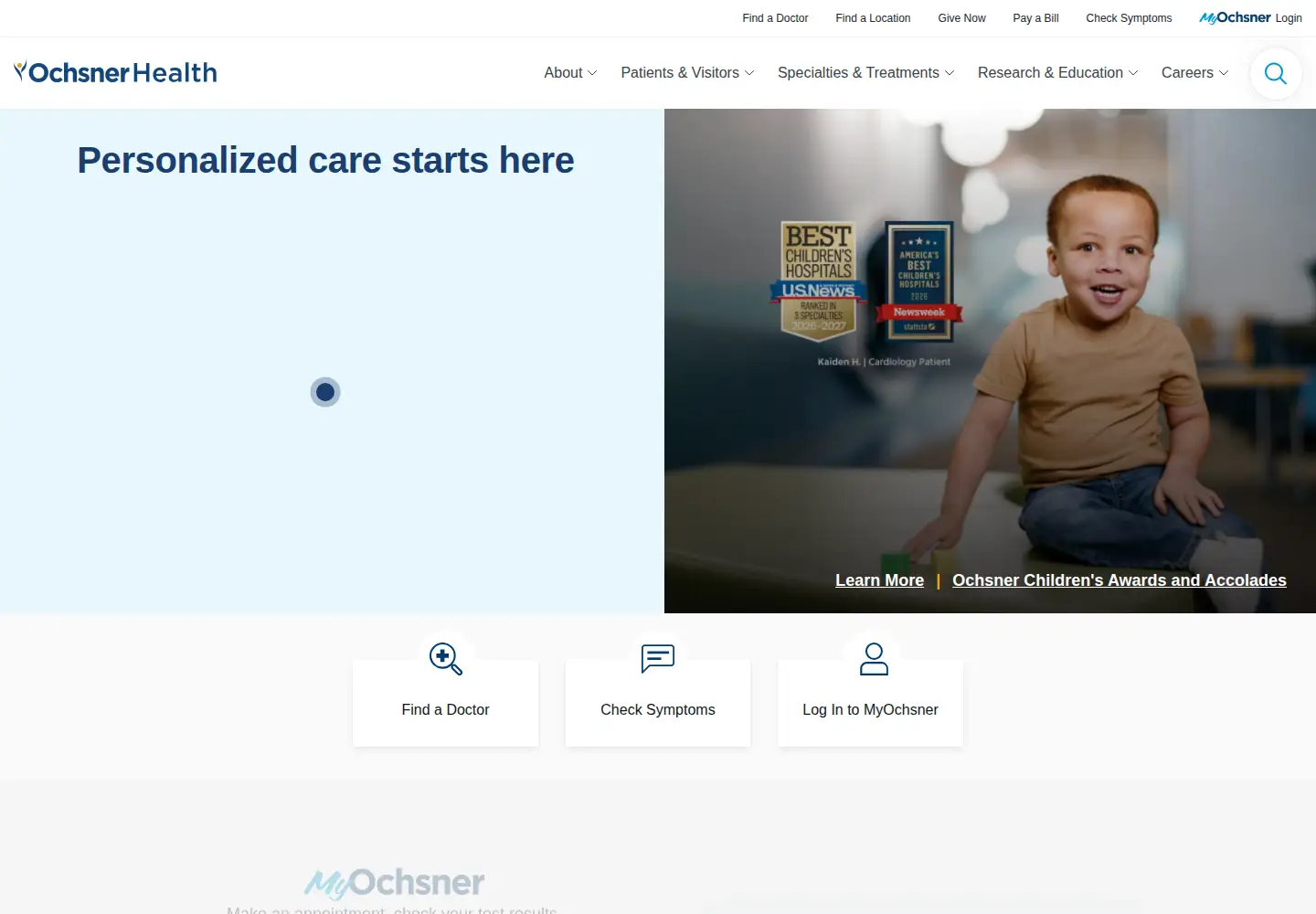 Screenshot of ochsner.org