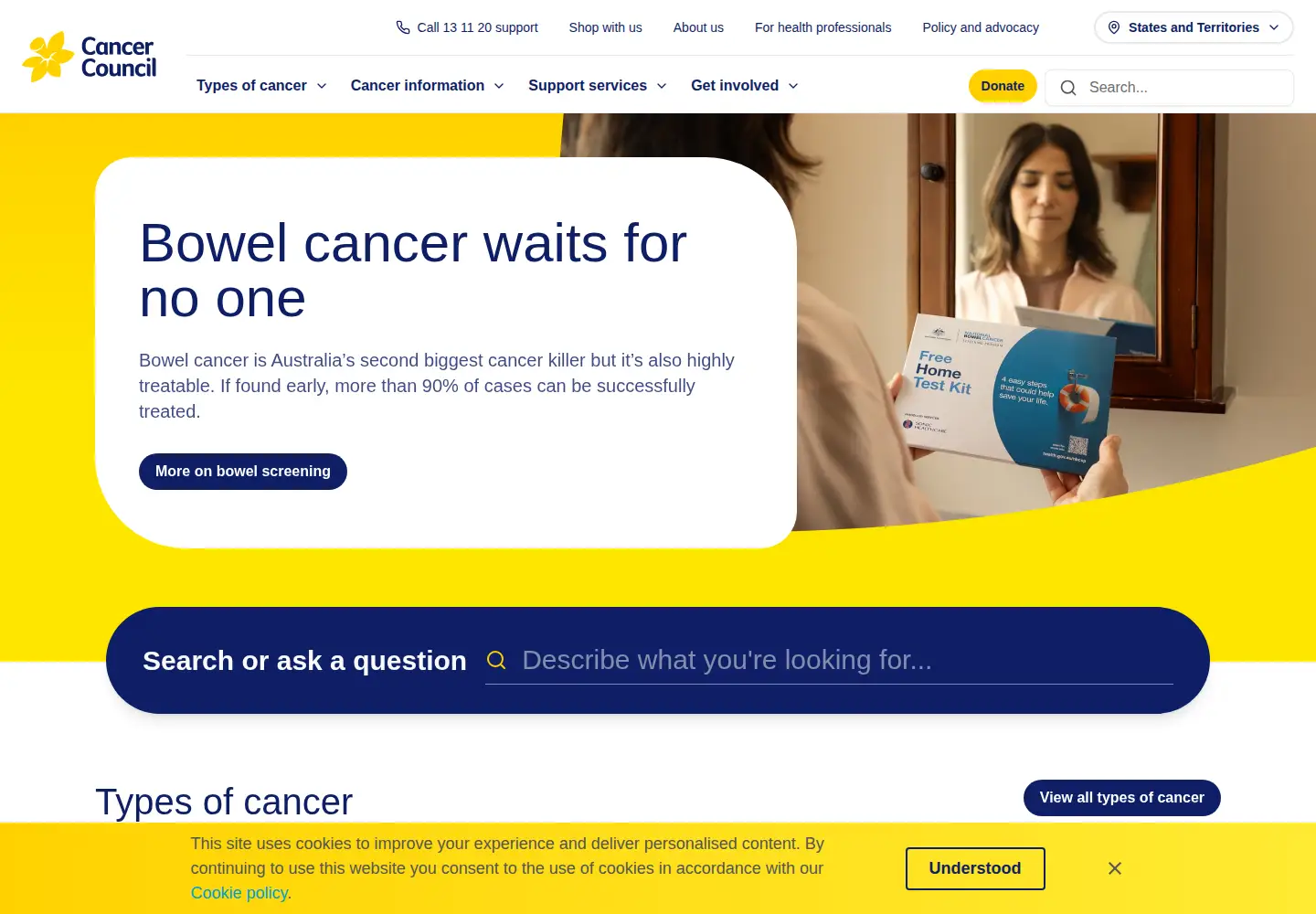 Screenshot of cancer.org.au