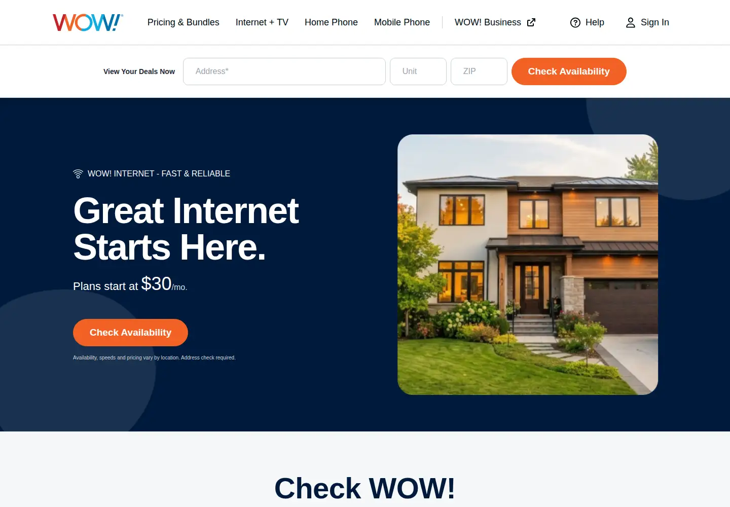 Screenshot of wowway.com