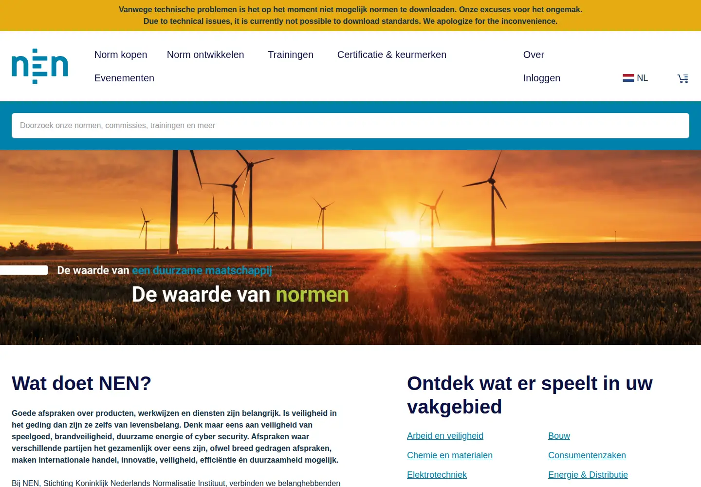 Screenshot of nen.nl
