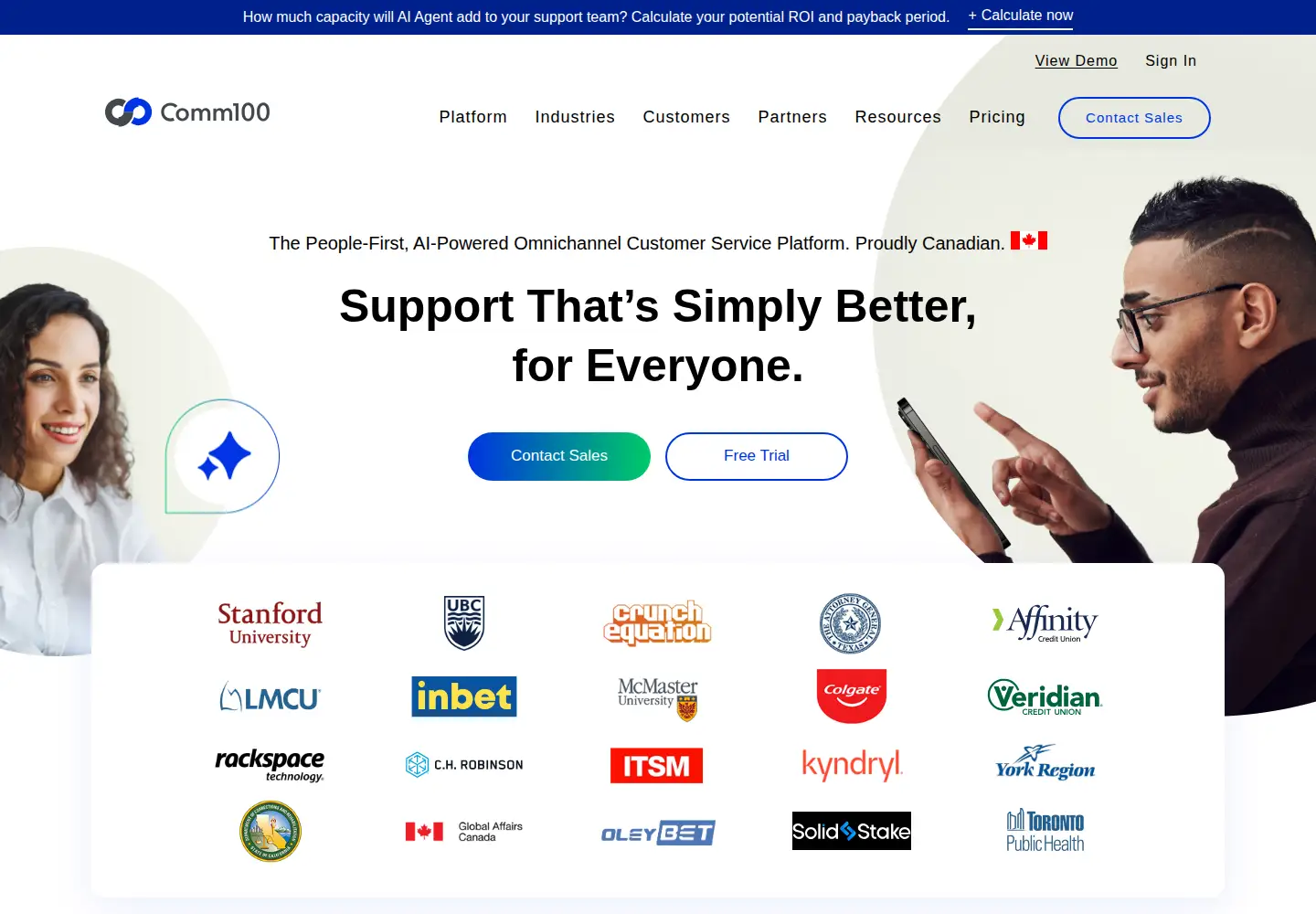 Screenshot of comm100.com
