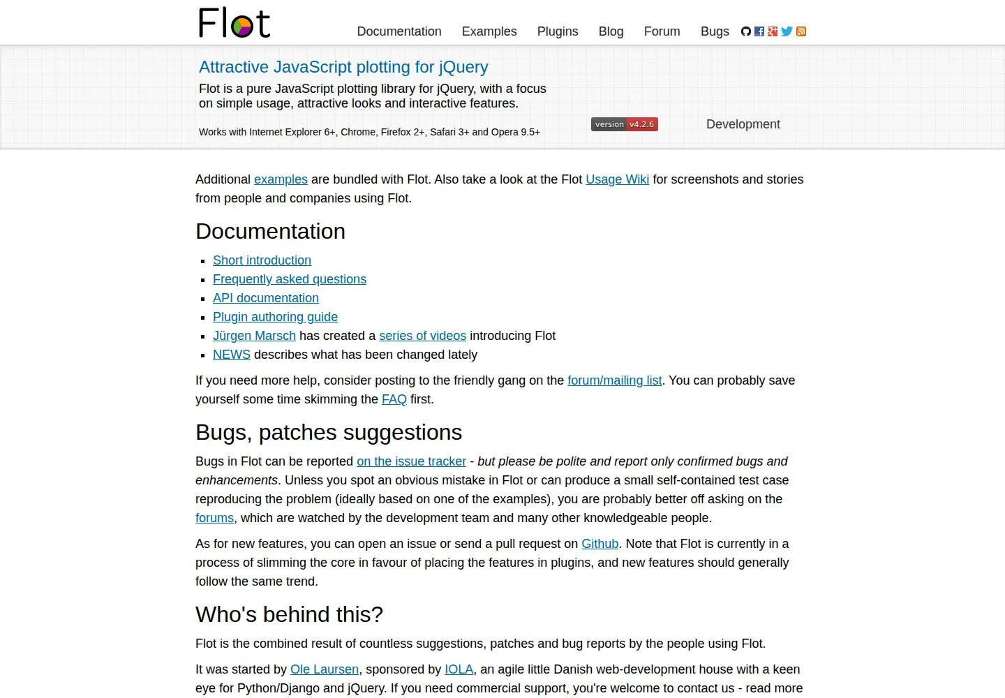 Screenshot of flotcharts.org