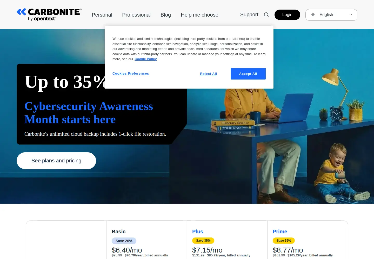 Screenshot of carbonite.com