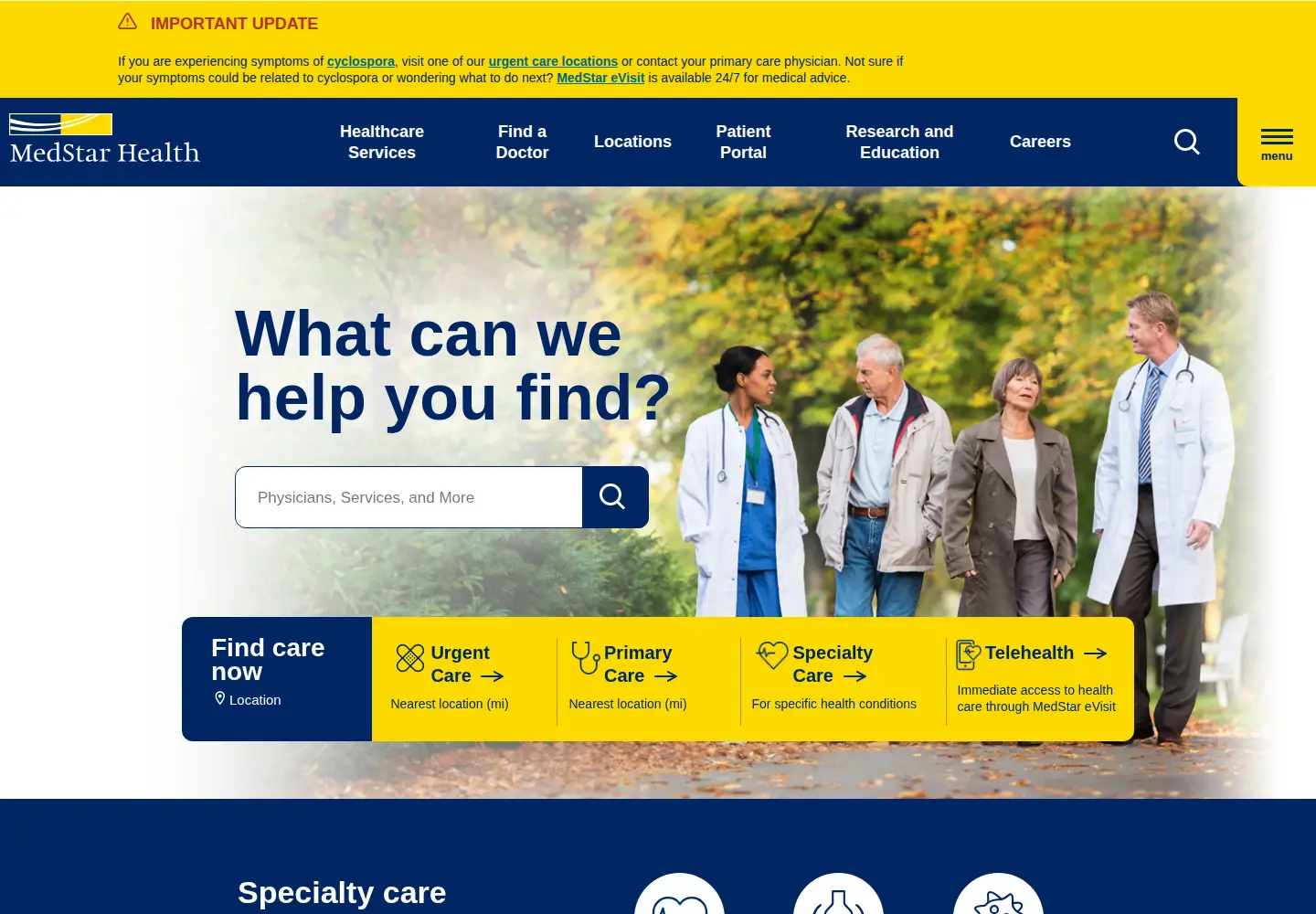 Screenshot of medstarhealth.org