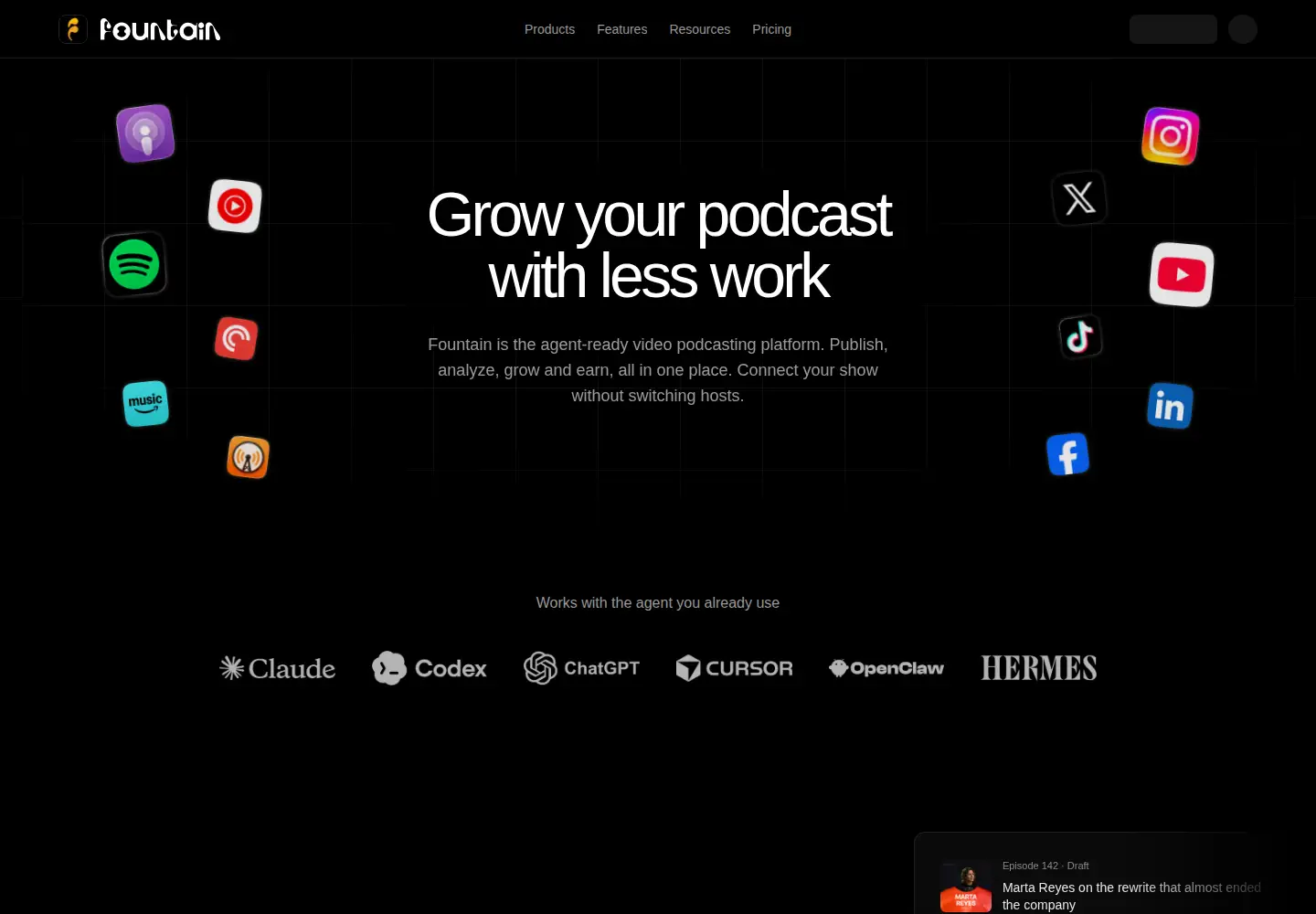Screenshot of fountain.fm