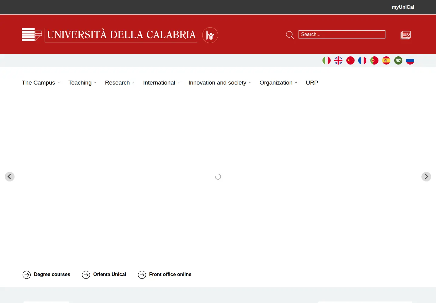 Screenshot of unical.it