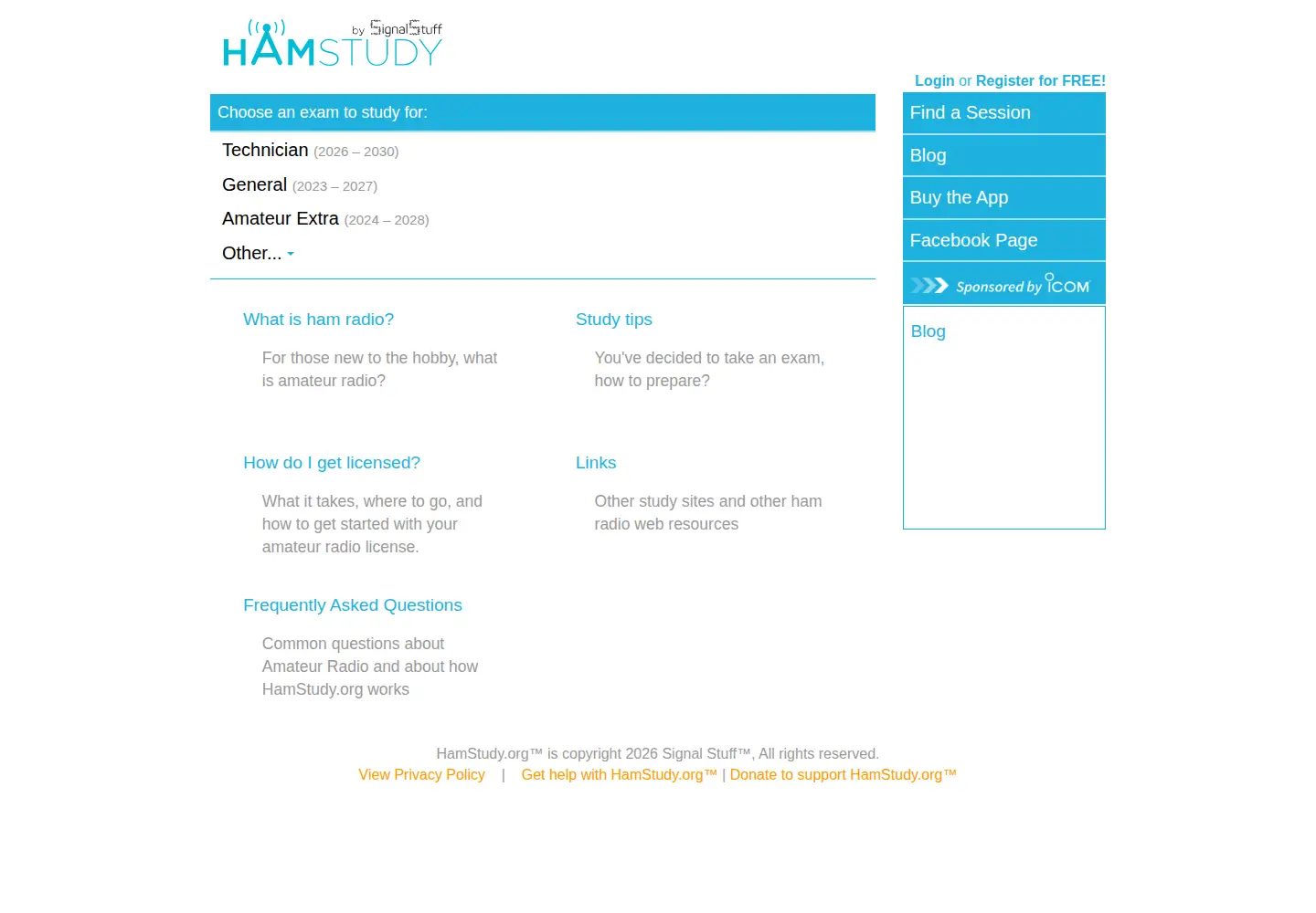 Screenshot of hamstudy.org