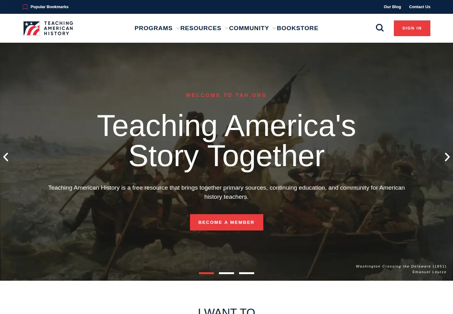 Screenshot of teachingamericanhistory.org