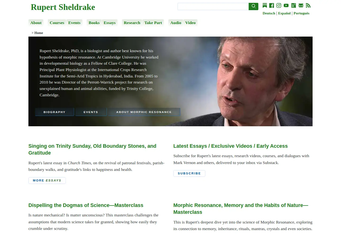 Screenshot of sheldrake.org
