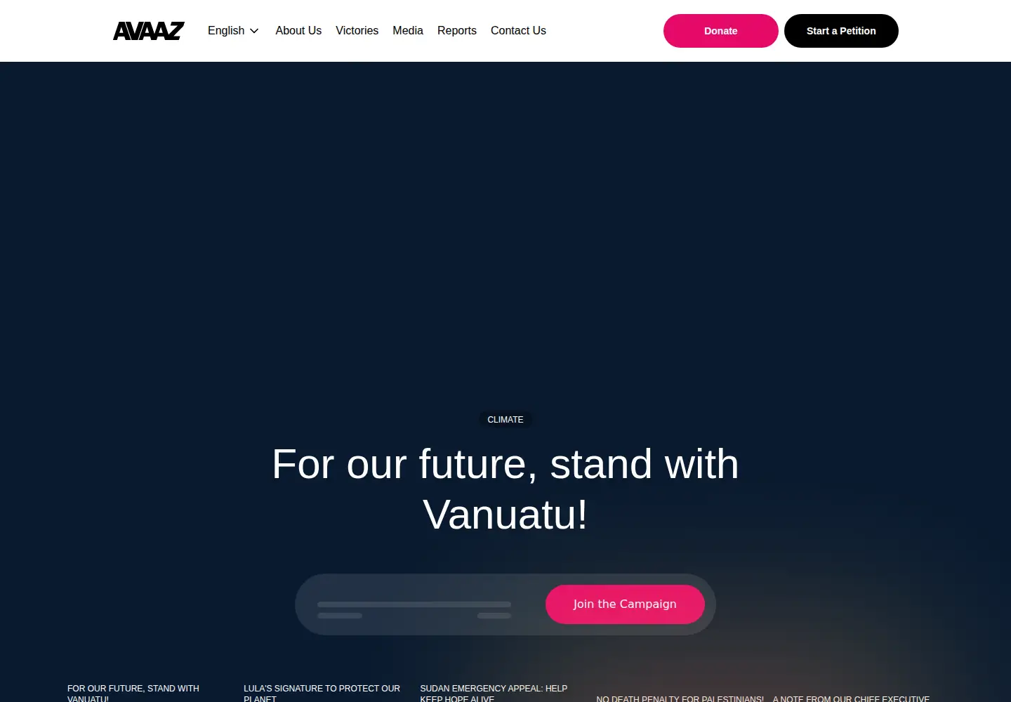 Screenshot of avaaz.org
