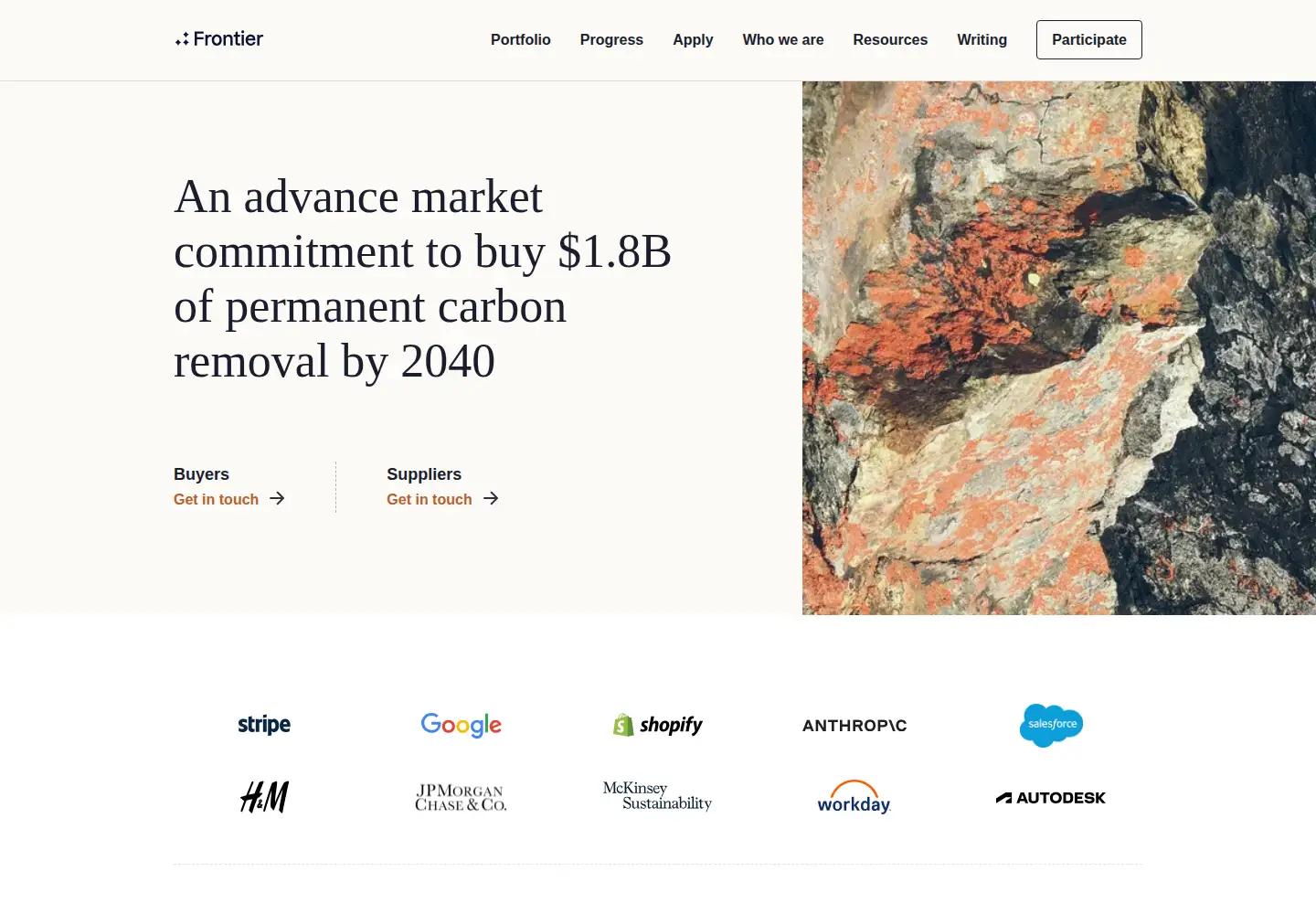Screenshot of frontierclimate.com