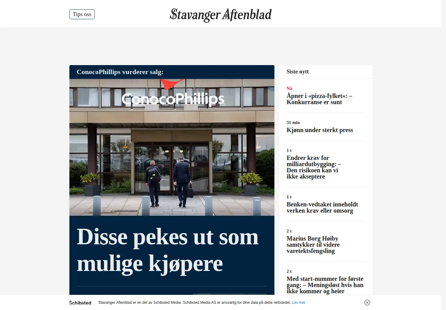Screenshot of aftenbladet.no