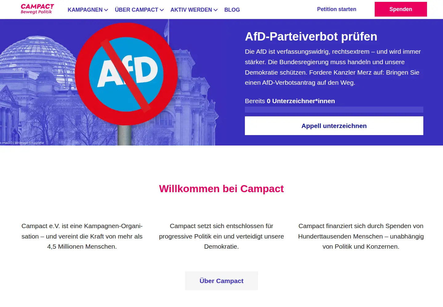 Screenshot of campact.de