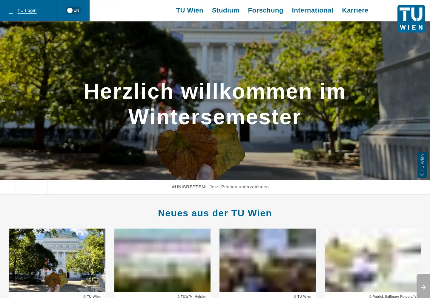 Screenshot of tuwien.at