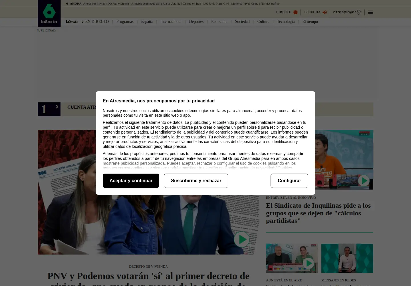 Screenshot of lasexta.com