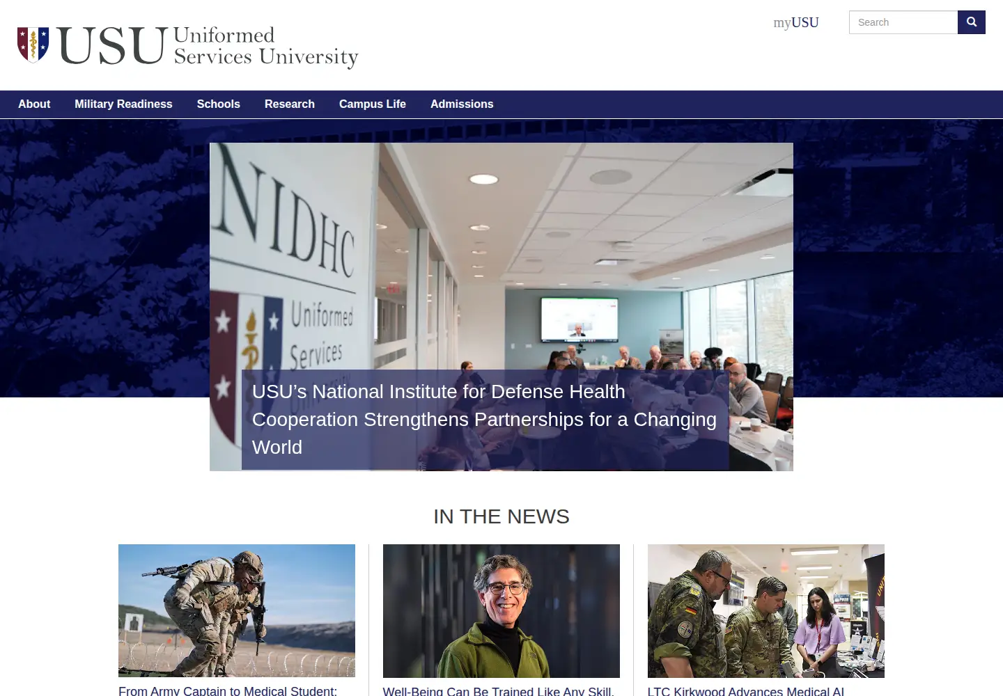 Screenshot of usuhs.edu