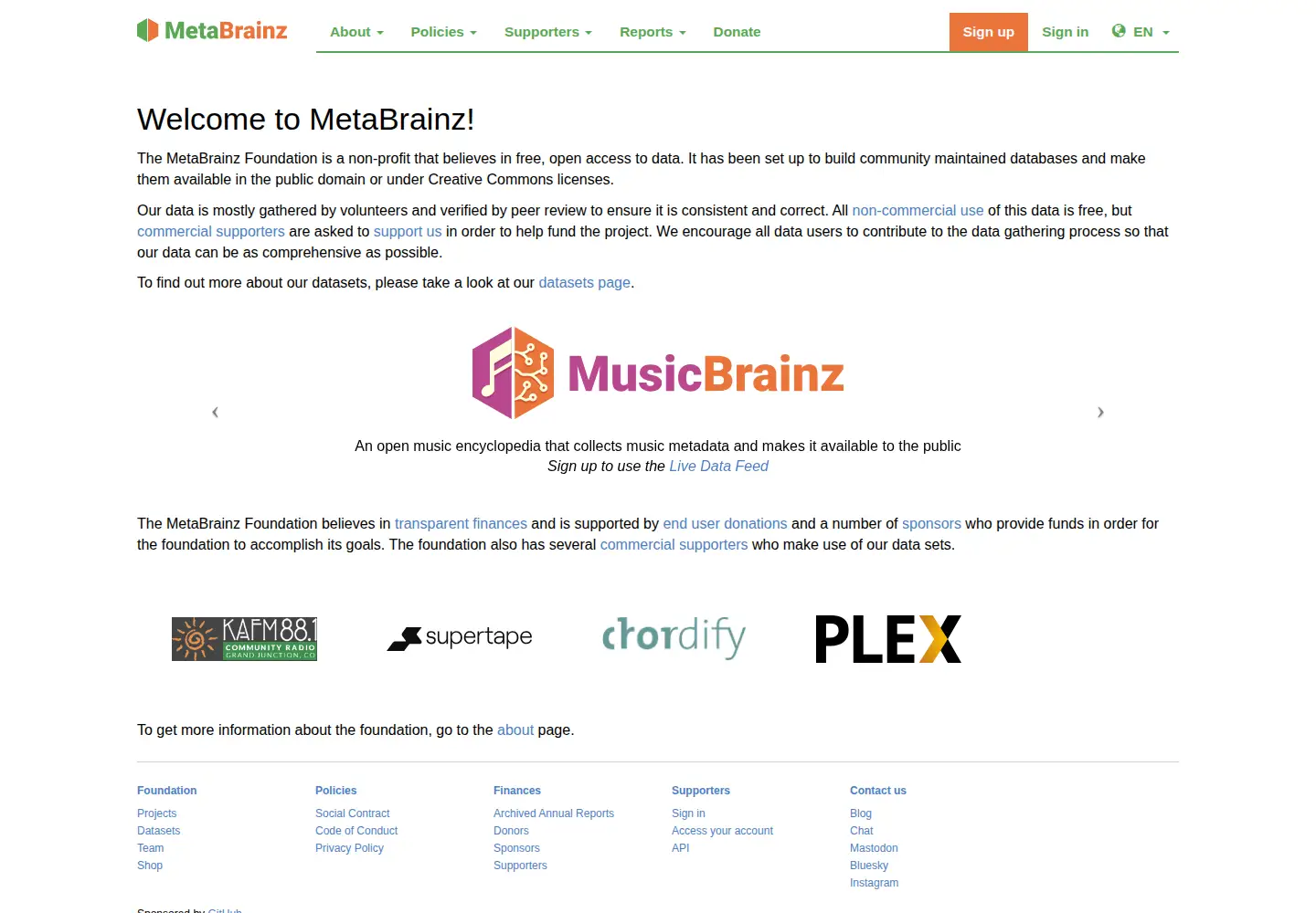Screenshot of metabrainz.org