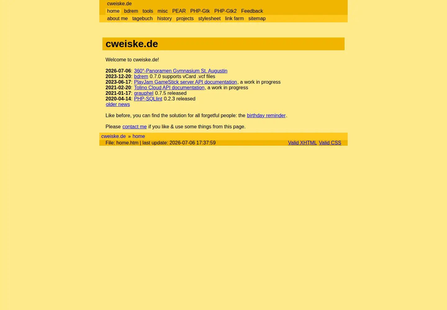 Screenshot of cweiske.de