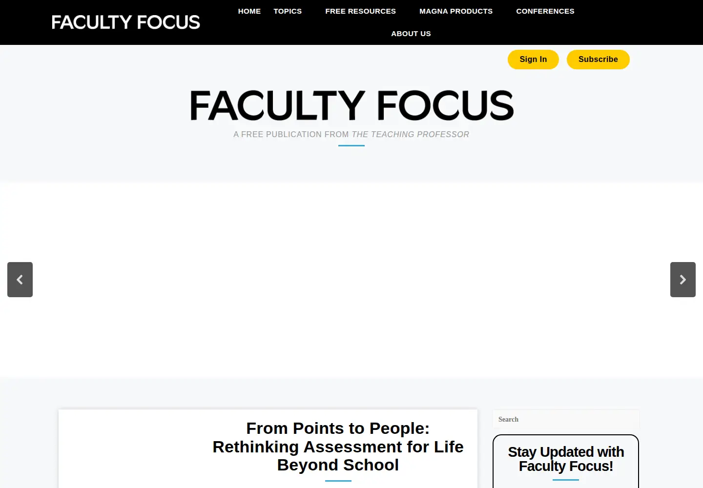 Screenshot of facultyfocus.com