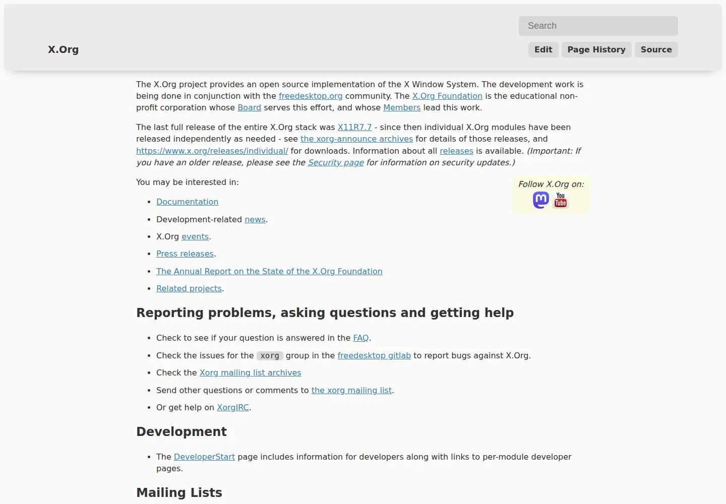 Screenshot of x.org
