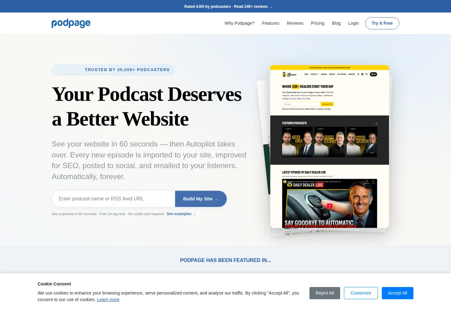 Screenshot of podpage.com