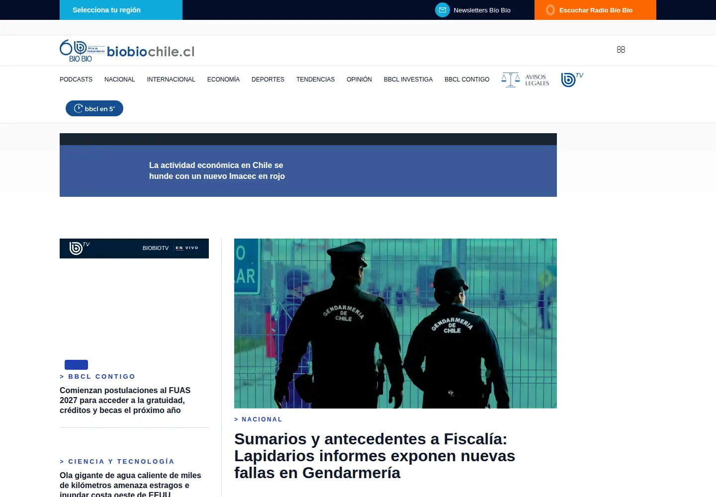 Screenshot of biobiochile.cl
